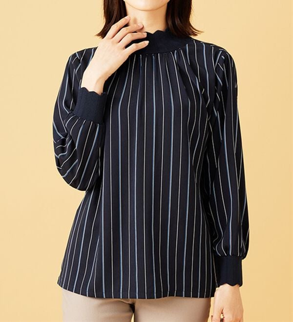 BELLUNA（ベルーナ）の「衿＆袖ニット使い美人顔ブラウス（ブラウス）」｜詳細画像