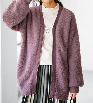 BELLUNA（ベルーナ）の「シャギー素材ジッパー使いカーディガン（ニットカーディガン）」｜詳細画像