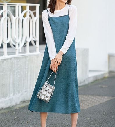 BELLUNA（ベルーナ）の「夏のコーデに悩まない！インナー付ジャカードキャミワンピ（カットソーワンピース）」