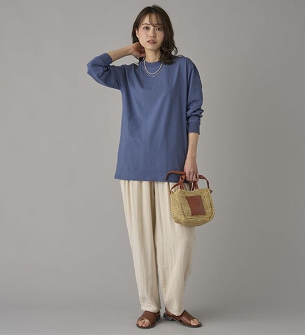 BELLUNA（ベルーナ）の「強撚綿１００％長袖プルオーバー（カットソー）」｜詳細画像