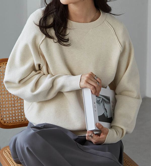 RANAN（ラナン）の「パチパチしにくい！大人のきれいめトレーナーニット（ニット・セーター）」｜詳細画像