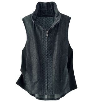 BELLUNA（ベルーナ）の「デニム素材切替デザインベスト（ベスト）」｜ブラック系