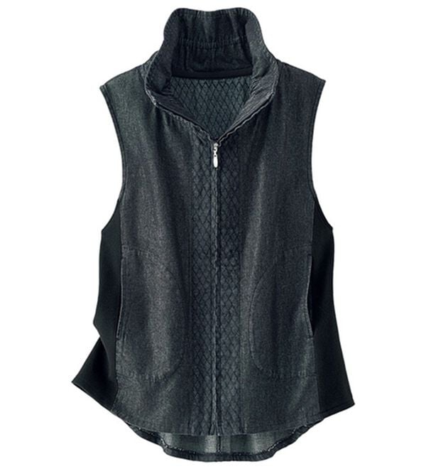 BELLUNA（ベルーナ）の「デニム素材切替デザインベスト（ベスト）」｜ブラック系