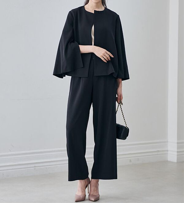 2点セット】防しわ！洗える！ケープライクジャケットセットアップ  