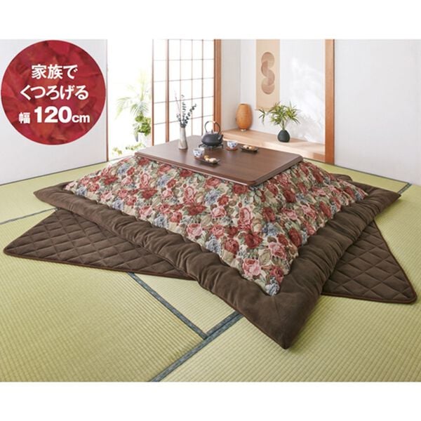 「ゴブラン織こたつ布団３点セット・継ぎ脚付リビングこたつ４点セット（こたつテーブル）」｜詳細画像