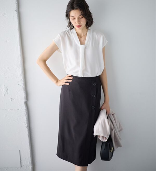 GeeRA（ジーラ）の「【２点】単品使いもできる！ベーシックブラウス＆スカートセットアップ（スカートスーツ）」｜詳細画像