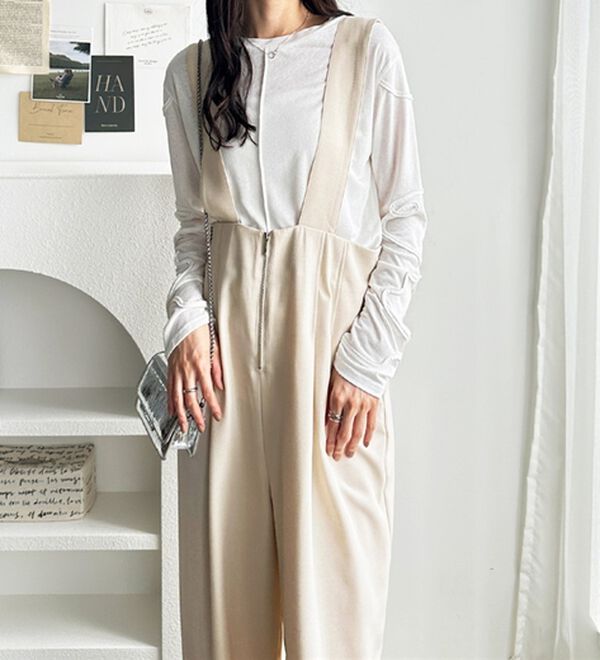 GeeRA（ジーラ）の「フロントジップハイウエストサロペット（オールインワン）」｜詳細画像