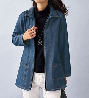 BELLUNA（ベルーナ）の「春のお出かけに！デニムボンディング素材ジャケット（ハーフコート）」｜詳細画像