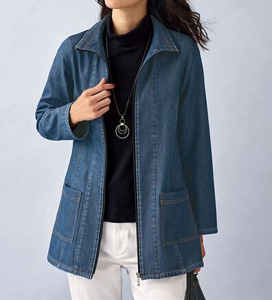 BELLUNA（ベルーナ）の「春のお出かけに！デニムボンディング素材ジャケット（ハーフコート）」