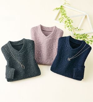 ルフラン（ルフラン）の「【３色組】花柄ふくれジャカードプルオーバー（カットソー）」｜詳細画像