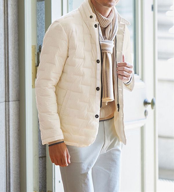 「洒脱な大人のストール付セーター（メンズニット・セーター）」｜詳細画像