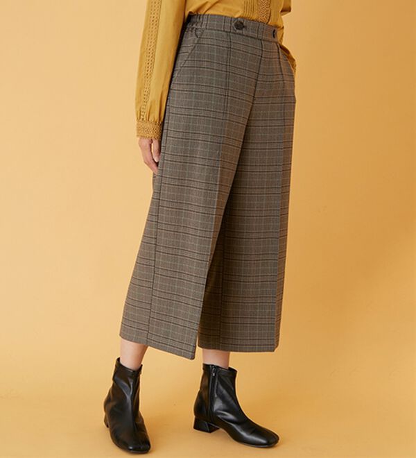 BELLUNA（ベルーナ）の「ウーリッシュ素材ウエスト釦ワイドパンツ（ワイドパンツ・ガウチョ）」｜詳細画像