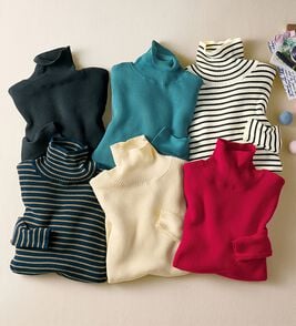 BELLUNA（ベルーナ）の「＜＆ｃｏｃｏｃｈｉ＞ハピネスコットン１００％&times;吸湿発熱リブタートルニット（ニット・セーター）」