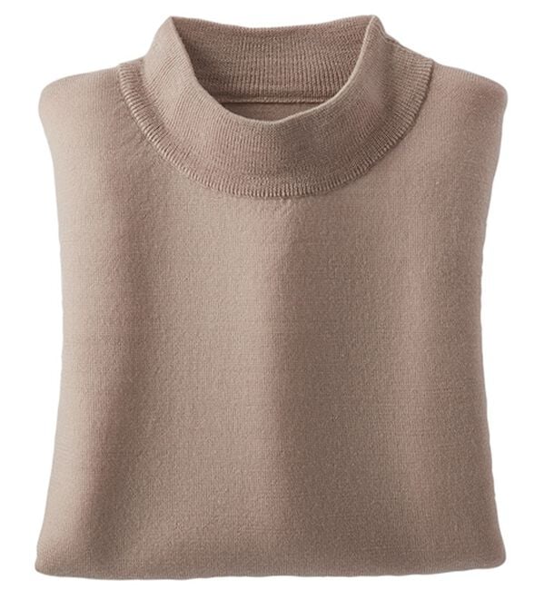 BELLUNA（ベルーナ）の「洗える！メリノウール１００％ハイネックセーター（ニット・セーター）」｜ベージュ