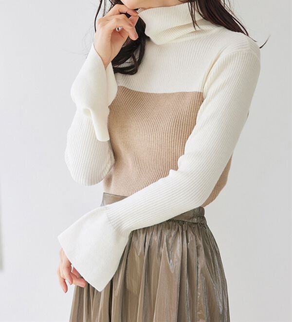 RANAN（ラナン）の「＜ムースタッチ＞洗える！バイカラータートルリブニット（ニット・セーター）」｜詳細画像