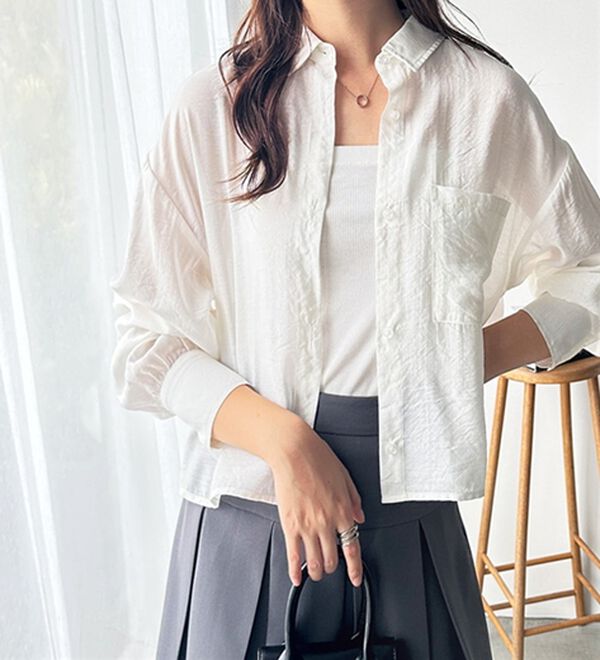 GeeRA（ジーラ）の「着回し自在シアーショートシャツ（シャツ）」｜詳細画像