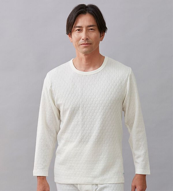 「【３着組】＜クロコダイル＞ウール入肌側綿１００％極温（Ｒ）キルトインナー上下３着組（メンズ肌着・インナーウェア）」｜詳細画像