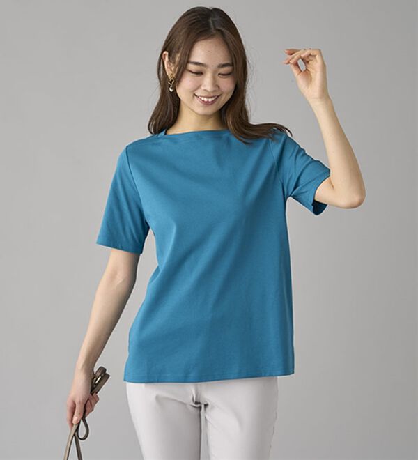 BELLUNA（ベルーナ）の「艶やか綿１００％シンプルプルオーバー（カットソー）」｜詳細画像