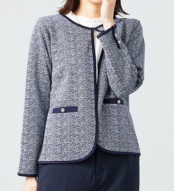 BELLUNA（ベルーナ）の「＜セレモニースタイル＞ポケット付ツイード調ジャケット（その他ジャケット）」｜ネイビー系