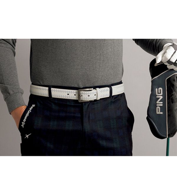 「＜トランスコンチネンツゴルフ＞ステッチがおしゃれなゴルフベルト（メンズベルト）」｜詳細画像