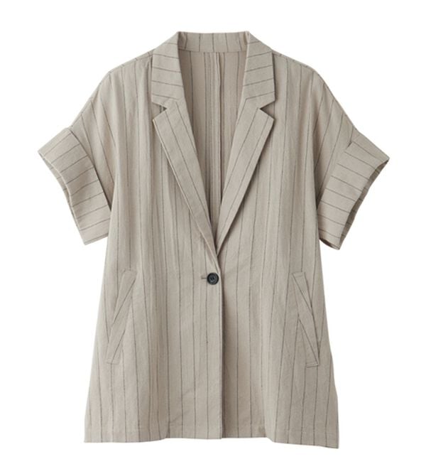 RANAN（ラナン）の「クレープジャカードハーフスリーブジャケット（テーラードジャケット）」｜詳細画像