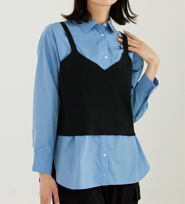 BELLUNA（ベルーナ）の「ニットビスチェ&times;シャツアンサンブル（アンサンブル）」｜詳細画像