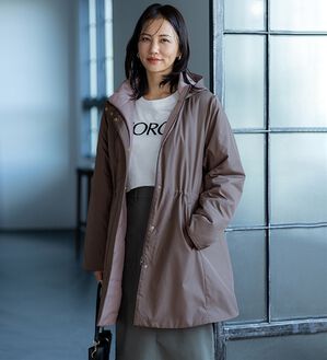 BELLUNA（ベルーナ）の「Ａｉｒｙ　＆Ｗａｒｍ　あったか軽量デザインコート（ロングコート）」｜モカ&times;グレイッシュピンク