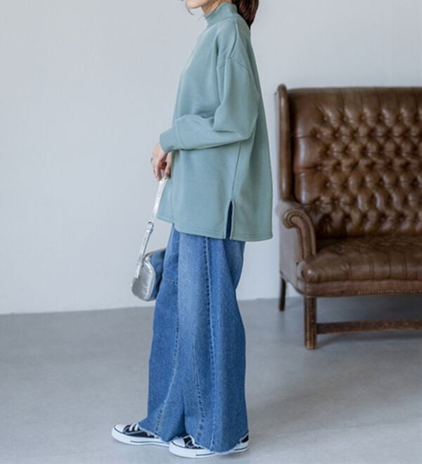 BELLUNA（ベルーナ）の「リブ使いがかわいい裏起毛トレーナー（チュニック）」｜詳細画像