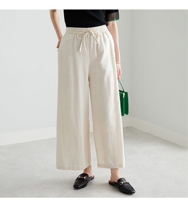 GeeRA（ジーラ）の「麻入りリラックスワイドパンツ（ワイドパンツ・ガウチョ）」｜詳細画像