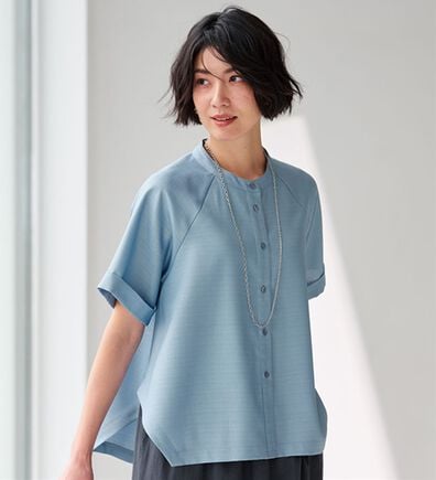 BELLUNA（ベルーナ）の「華奢見せ！麻調素材ラグラン切替ブラウス（ブラウス）」