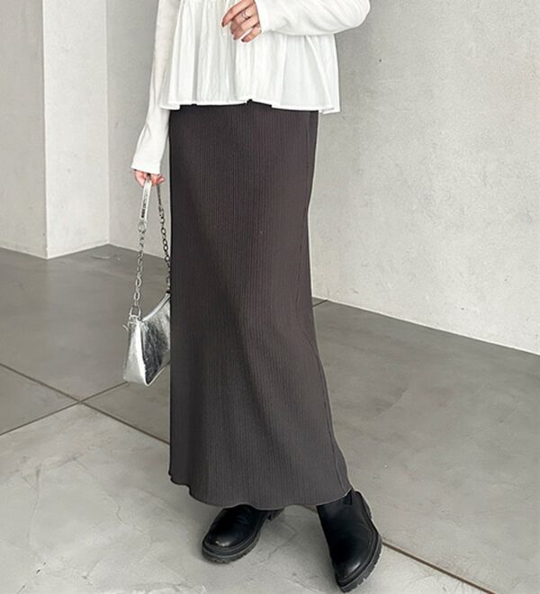 GeeRA（ジーラ）の「セルフカット美脚魅せタイトスカート（ロングスカート）」｜チャコール