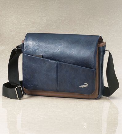 「＜クロコダイル＞フラップショルダー（メンズショルダーバッグ）」