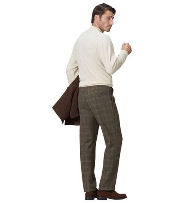 「＜コムルヴァン・オム＞チェック柄グッとラクパンツ（メンズフルレングスパンツ）」｜詳細画像