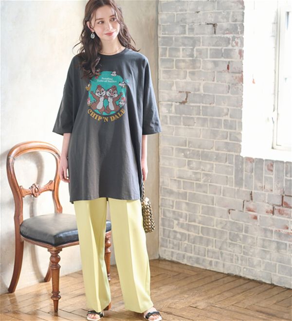 BELLUNA（ベルーナ）の「＜Ｄｉｓｎｅｙ＞【チップ&デール】ビッグ7分袖プリントTシャツ（Tシャツ）」｜詳細画像