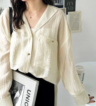 GeeRA（ジーラ）の「しぼ感素材開衿シャツ（シャツ）」