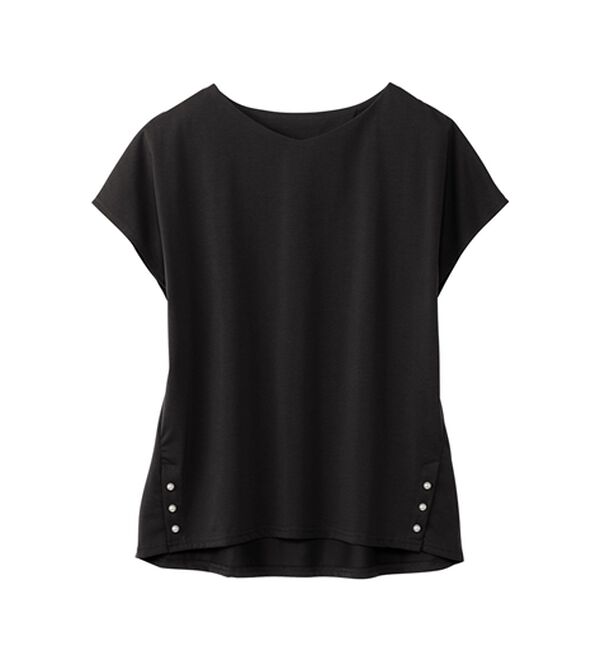 alotta（アロッタ）の「ひんやり裾パールデザインＴシャツ（カットソー）」｜詳細画像