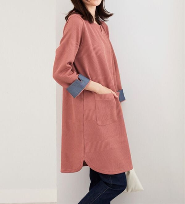 BELLUNA（ベルーナ）の「ポケット付ボーダージャカードワンピース（その他ワンピース）」｜詳細画像