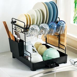 「省スペース水切りラック（水まわり用品）」｜ブラック