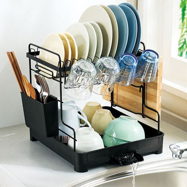 「省スペース水切りラック（水まわり用品）」｜ブラック