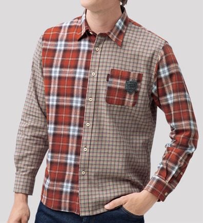 「＜インスパイア＞パッチワークデザインシャツ（メンズシャツ）」