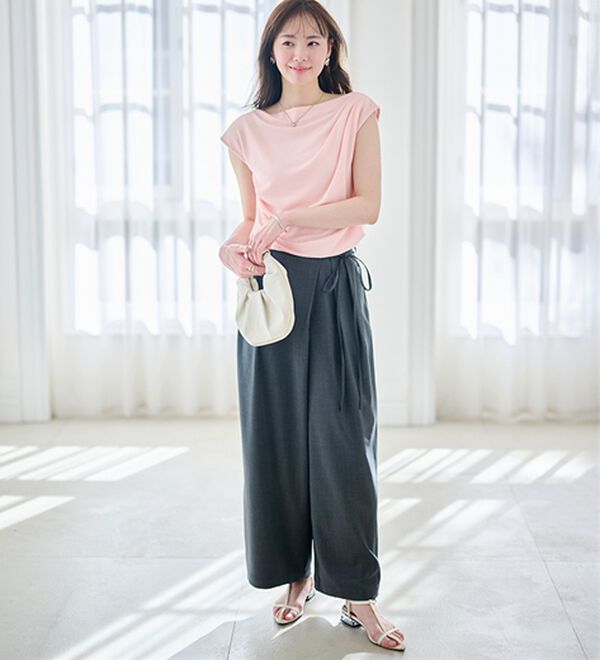 RANAN（ラナン）の「タックドレープフレンチスリーブＴ（Tシャツ）」｜詳細画像