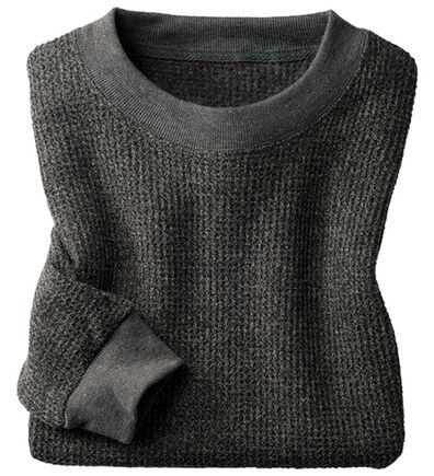 「＜シンプル＆プラス＞裏起毛ワッフルロングＴシャツ（メンズＴシャツ）」