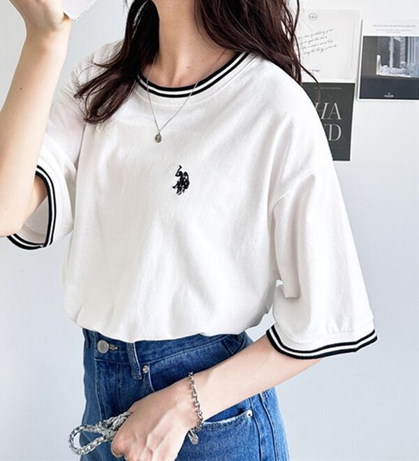 GeeRA（ジーラ）の「【ＵＳ．ＰＯＬＯ．ＡＳＳＮ】ライン配色Ｔシャツ（Tシャツ）」｜詳細画像