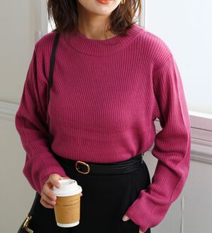 A HAPPY MARILYN（アハッピーマリリン）の「【ＬＬ～６Ｌ】Ｔシャツ感覚で着れる カメレオン級の着回しが叶う リブ ニット（ニット・セーター）」｜詳細画像