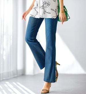 BELLUNA（ベルーナ）の「ヒンヤリ冷感！ライトオンスジーンズ（フルレングスパンツ）」｜インディゴ3