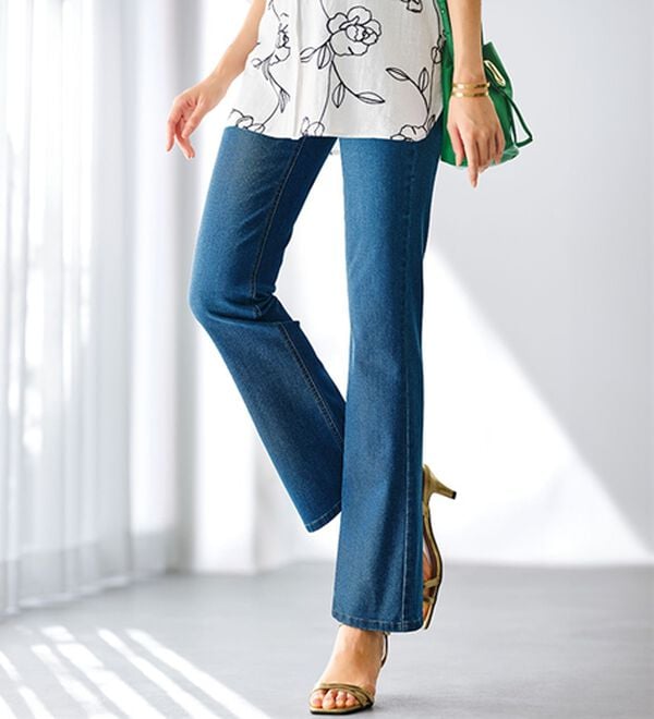 BELLUNA（ベルーナ）の「ヒンヤリ冷感！ライトオンスジーンズ（フルレングスパンツ）」｜インディゴ3