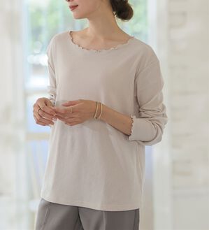 A HAPPY MARILYN（アハッピーマリリン）の「【Ｌ～６Ｌ】Ｒｉｎ こだわったのはシルエットと着心地 すっきり リブ カットソー トップス（カットソー）」｜ベージュ