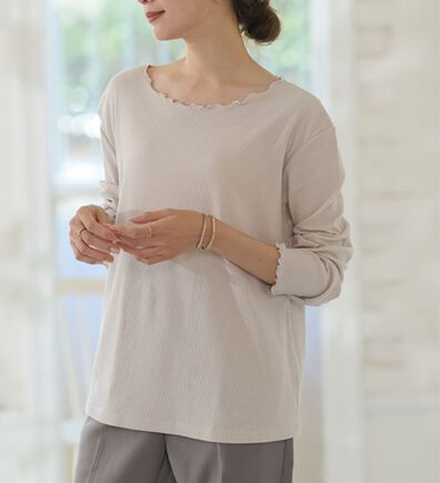 A HAPPY MARILYN（アハッピーマリリン）の「【Ｌ～６Ｌ】Ｒｉｎ こだわったのはシルエットと着心地 すっきり リブ カットソー トップス（カットソー）」