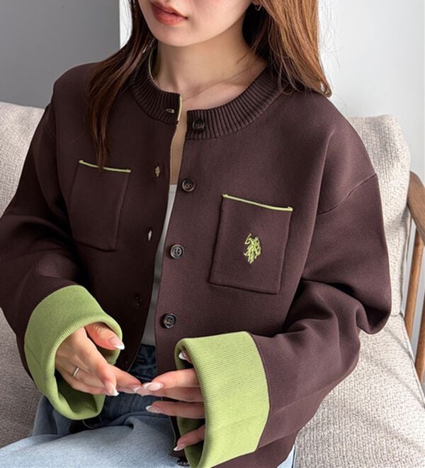 RANAN（ラナン）の「＜U.S.POLO ASSN.＞Ｗフェイスバイカラーカーディガン（ニットカーディガン）」｜詳細画像
