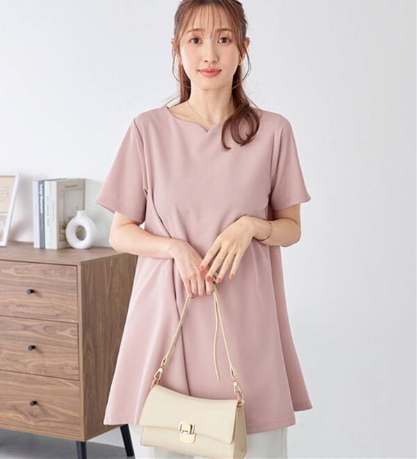 alotta（アロッタ）の「【接触冷感】さらっと快適！高見えフレアーロングチュニックＴシャツ（チュニック）」｜詳細画像